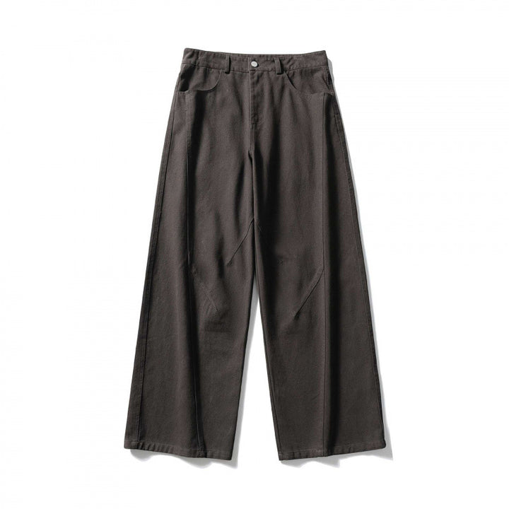 Damen Palazzo-Jeanshose mit hoher Taille, weitem Bein und Ziernähten Drune