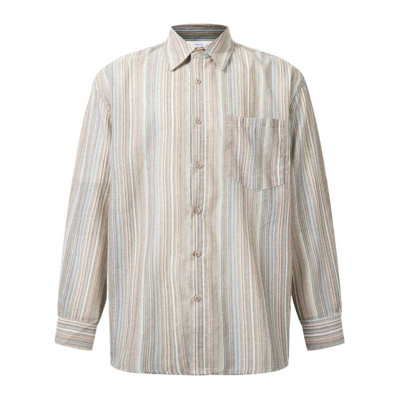 Herren Elegantes Langarmhemd mit Streifen Drune