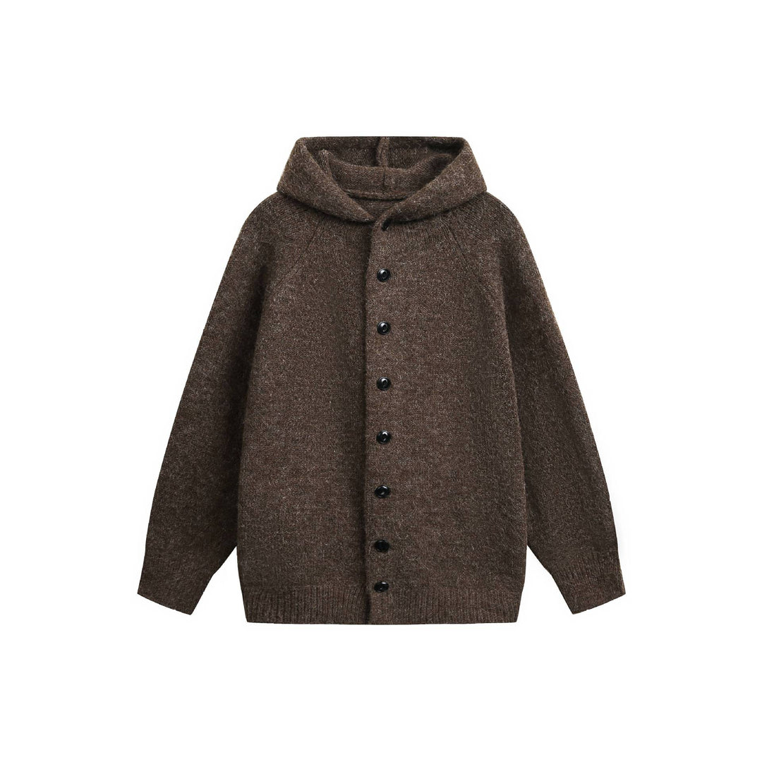Damen Wollmix‑Cape‑Cardigan mit Kapuze, Knopfleiste und Raglanärmeln Drune