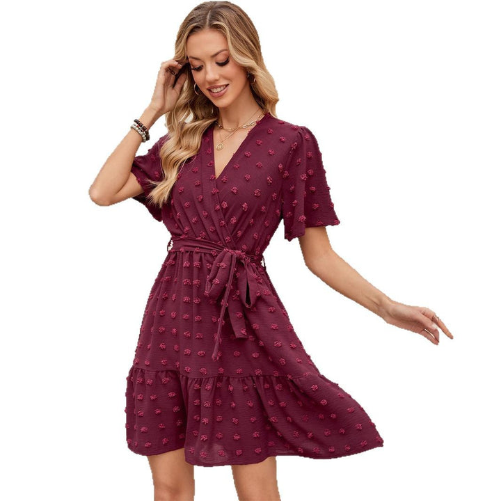 Damen Wickelkleid mit dekorativen 3D-Blüten Drune