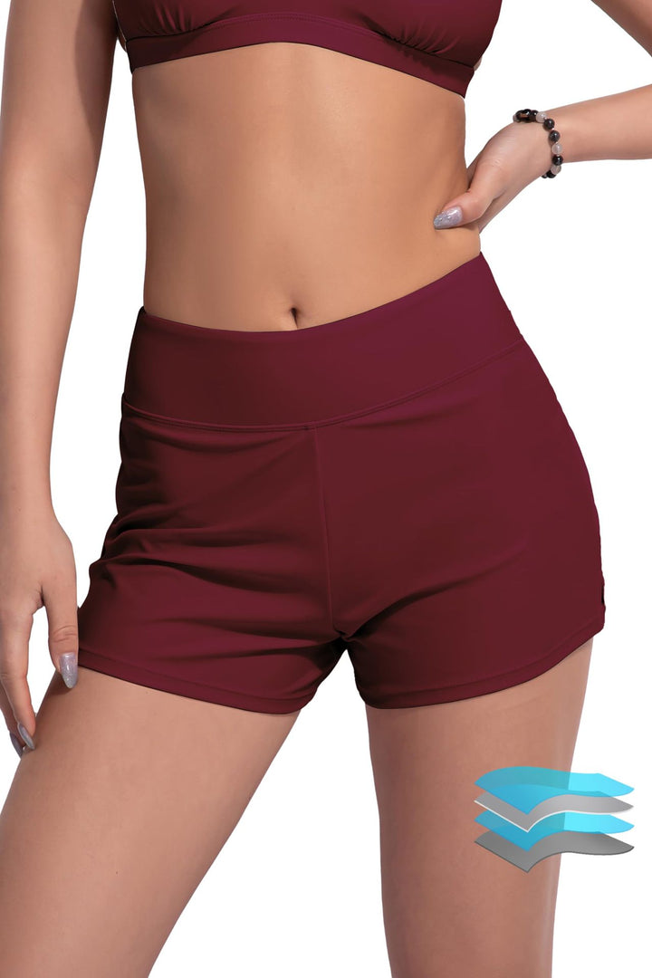 Damen Hochgeschnittene Sport-Badeshorts mit elastischem Bund Drune