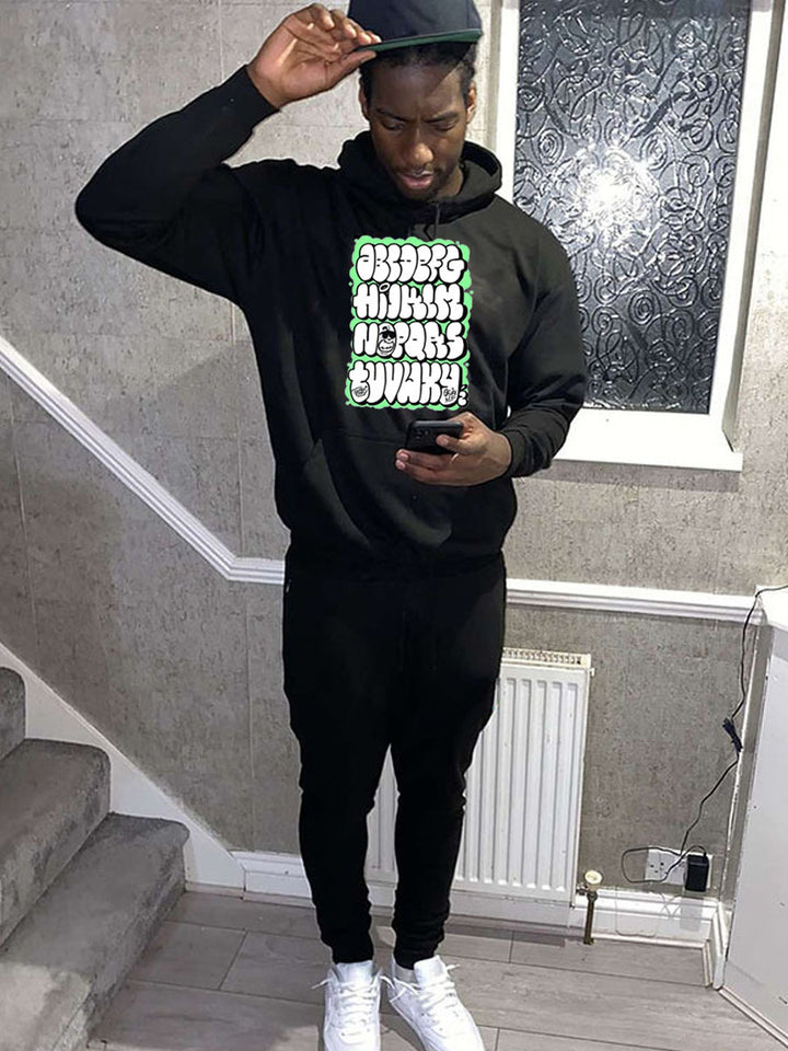 Herren Kapuzenpullover und Jogginghose Set mit auffälligem Grafiken Drune