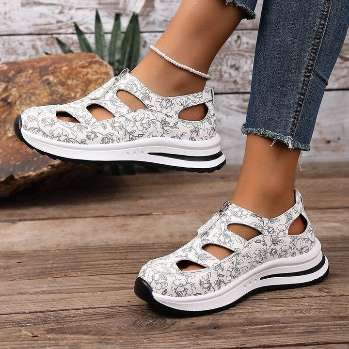Damen Sandalen mit floralen Ausschnitten und komfortabler Sohle Drune