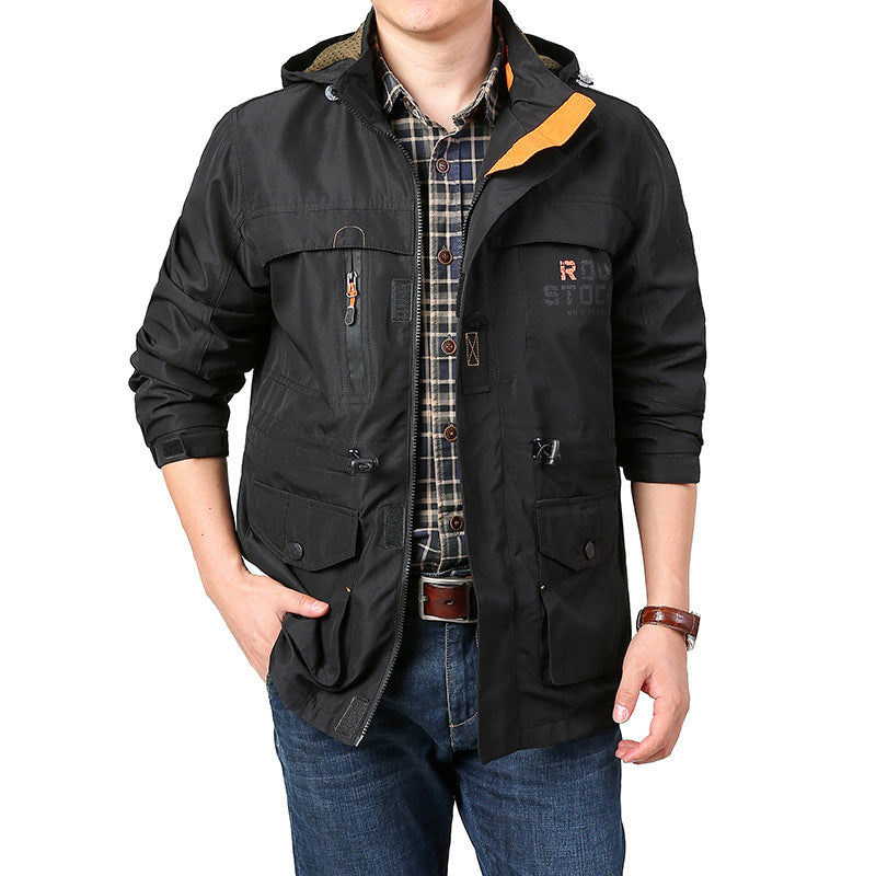 Herren Funktionsjacke mit verstellbarem Kapuzendesign Drune