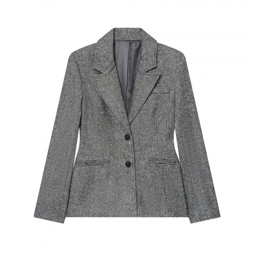 Damen Taillierter Wollmix-Blazer mit Reverskragen und Pattentaschen Drune