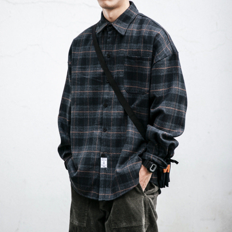 Herren Kariertes Overshirt‑Hemdjacke im Boxy‑Relaxed‑Schnitt Drune