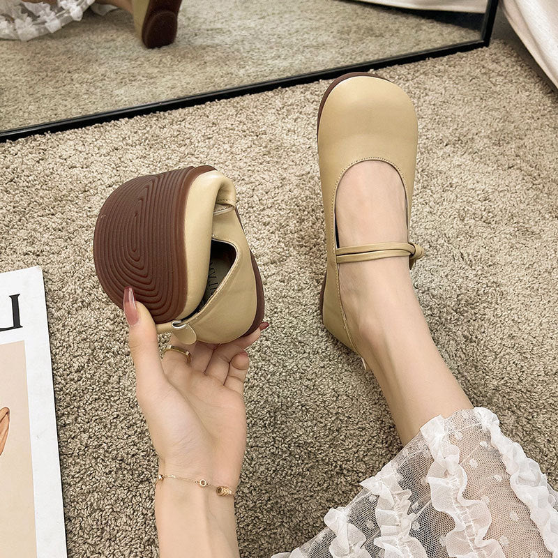 Damen Bequeme und elegante Ballerinas mit verstellbarem Riemen und weicher Innensohle Drune