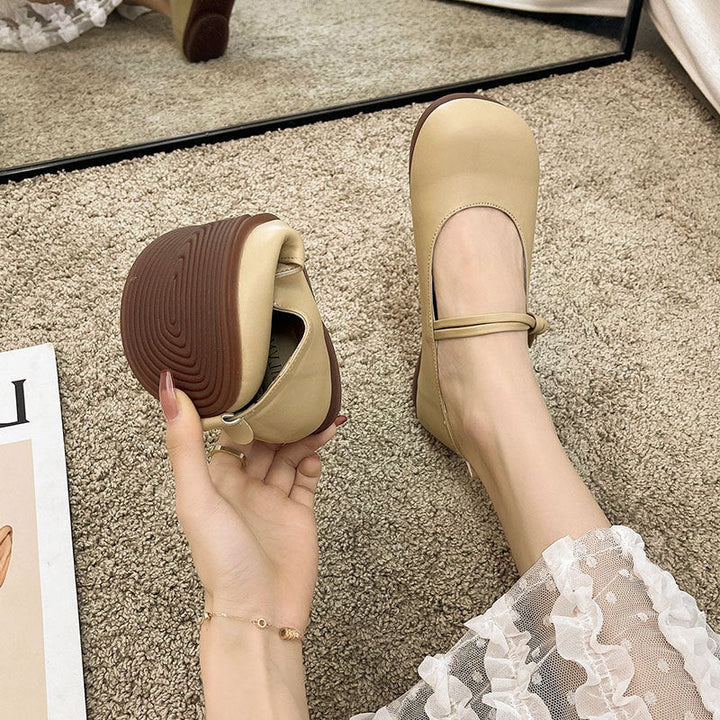 Damen Bequeme und elegante Ballerinas mit verstellbarem Riemen und weicher Innensohle Drune