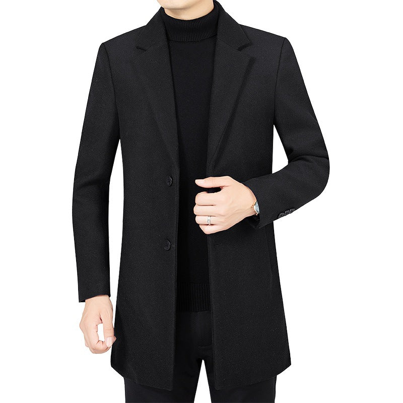 Herren Eleganter taillierter Wollmix-Mantel mit Notch-Revers und Zweiknopfverschluss Drune