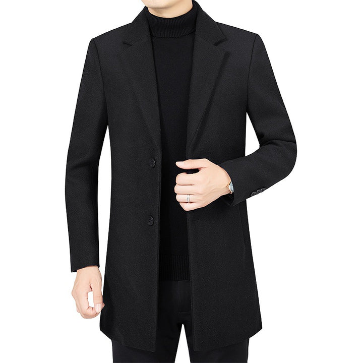 Herren Eleganter taillierter Wollmix-Mantel mit Notch-Revers und Zweiknopfverschluss Drune