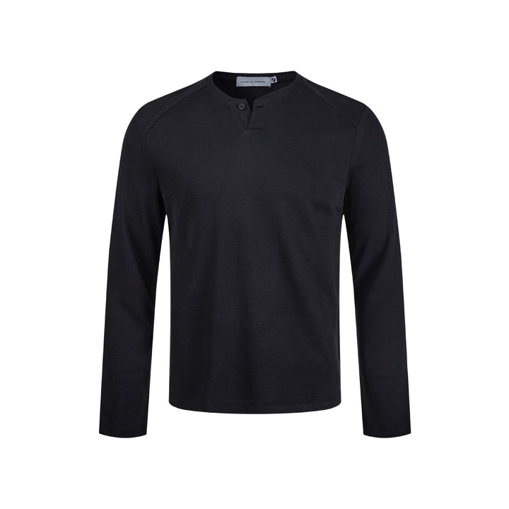 Herren Feines Longsleeve-Henley mit kurzem Knopfverschluss und Raglanärmeln Drune