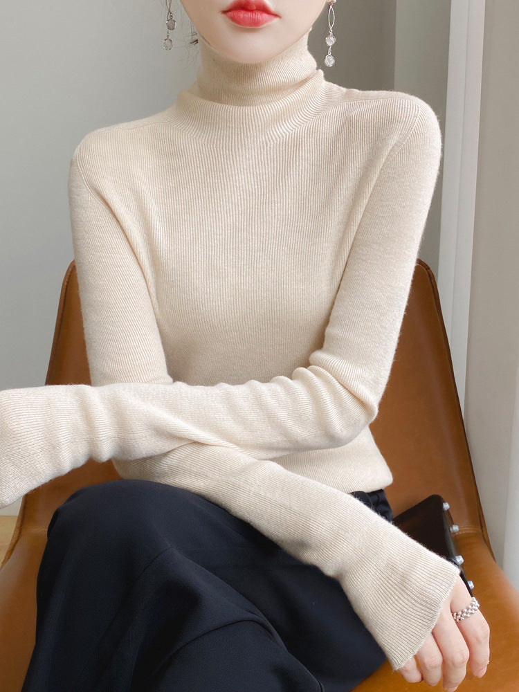 Damen Schmaler Rollkragen-Feinstrickpullover mit elastischer Rippenstruktur und minimalistischer Silhouette Drune
