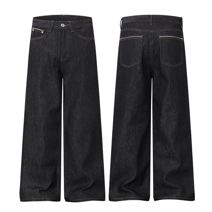Damen Weite Cropped-Denim Culotte mit hoher Taille und klassischem Taschen-Detail Drune
