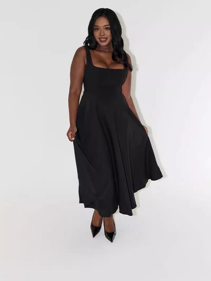 Damen Festliches Maxikleid mit elegantem Quadrat-Ausschnitt und schwingendem Rock Drune