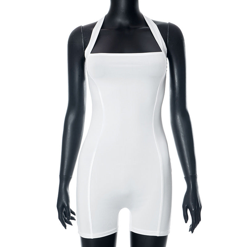 Damen figurbetonter Jumpsuit mit schulterfreiem Design Drune
