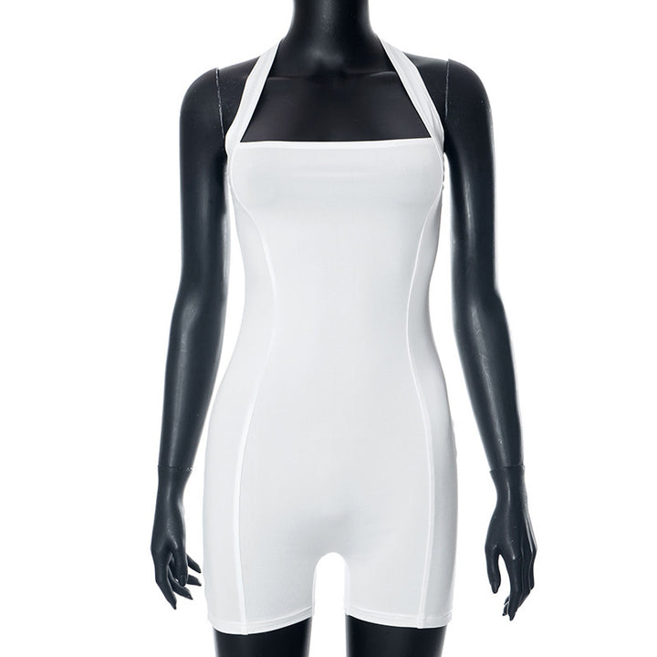 Damen figurbetonter Jumpsuit mit schulterfreiem Design Drune