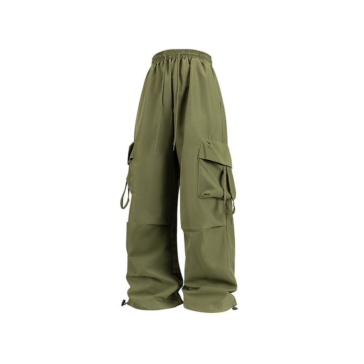 Unisex Weite Cargo‑Hose im Baggy‑Cut mit Tunnelzugbund, Mehrfachklappen und verstellbaren Beinabschlüssen Drune