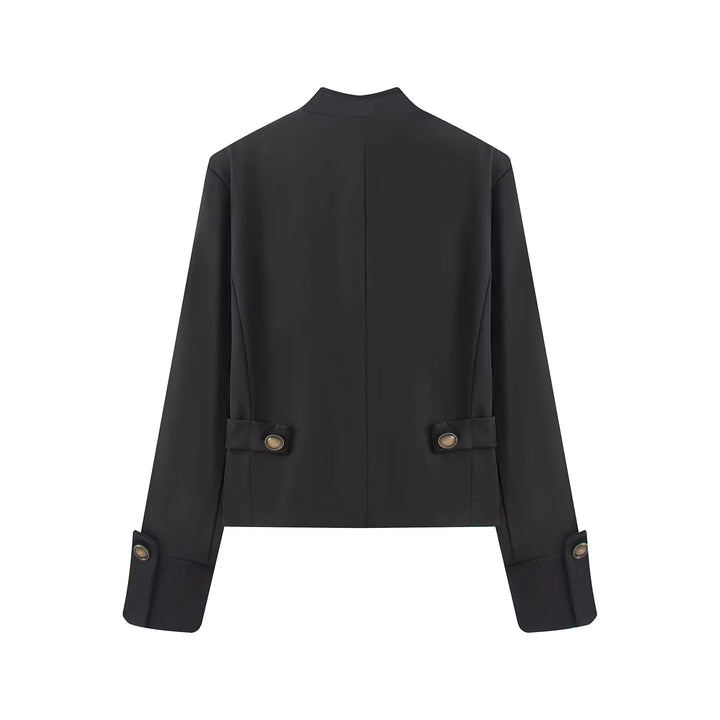 Damen nan kurze Jacke im Uniformstil mit ornamentaler Kordverzierung, Stehkragen und verdecktem Reißverschluss Drune