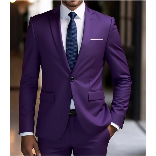 Herren Zweiteiliger Slim-Fit Anzug mit Ein-Knopf-Sakko und schmaler Anzughose Drune