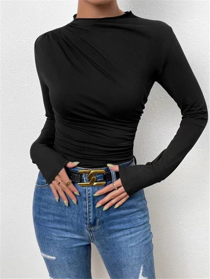Damen Langarmshirt mit eleganten Raffungselementen und klassischem Design Drune