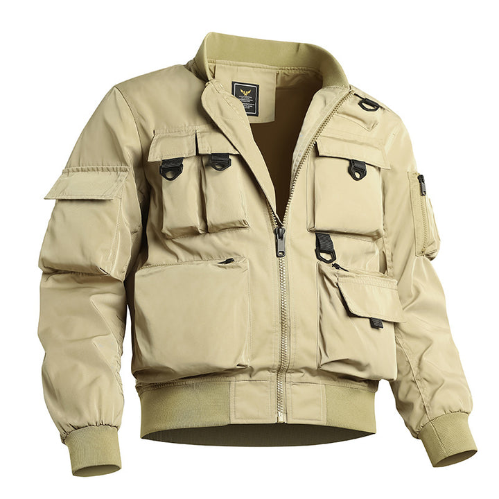 Herren taktische Bomberjacke mit Mehrfachtaschen, wasserabweisendem Material und Rippenbündchen Drune