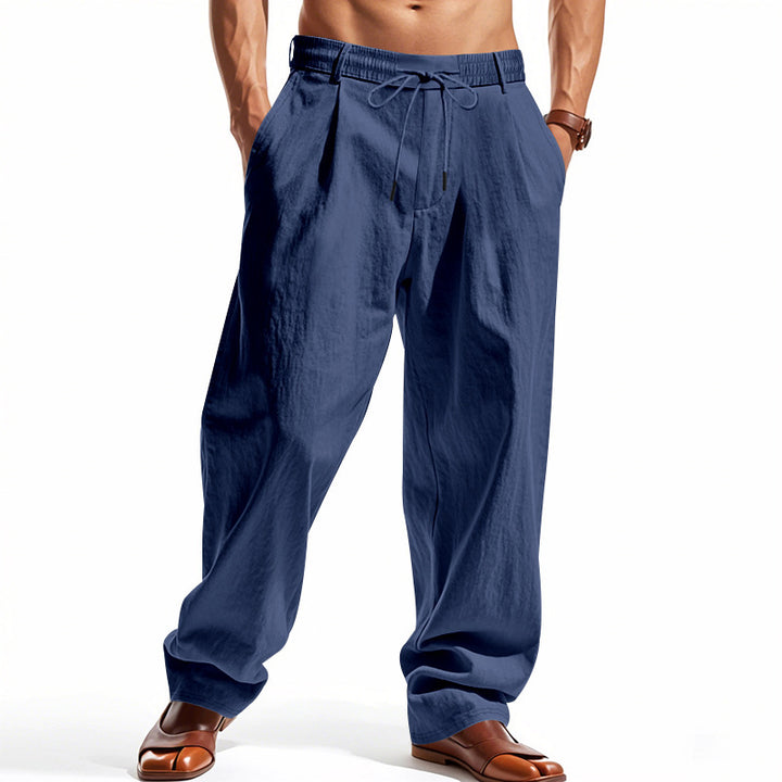 Herren elegante und lockere Freizeithose mit elastischem Bund und praktischen Taschen Drune