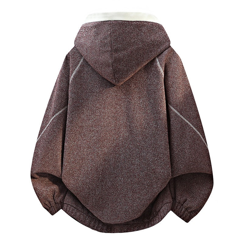Damen Oversize-Struktur-Kapuzenjacke mit Kontrastfutter, durchgehendem Reißverschluss & Eingrifftaschen Drune