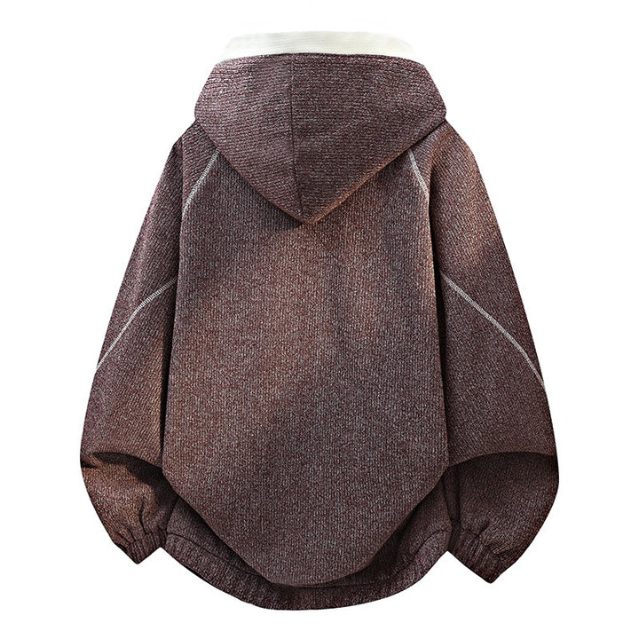 Damen Oversize-Struktur-Kapuzenjacke mit Kontrastfutter, durchgehendem Reißverschluss & Eingrifftaschen Drune