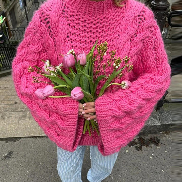 Damen Grobstrickpullover mit oversized Schnitt und kunstvollem Zopfmuster Drune
