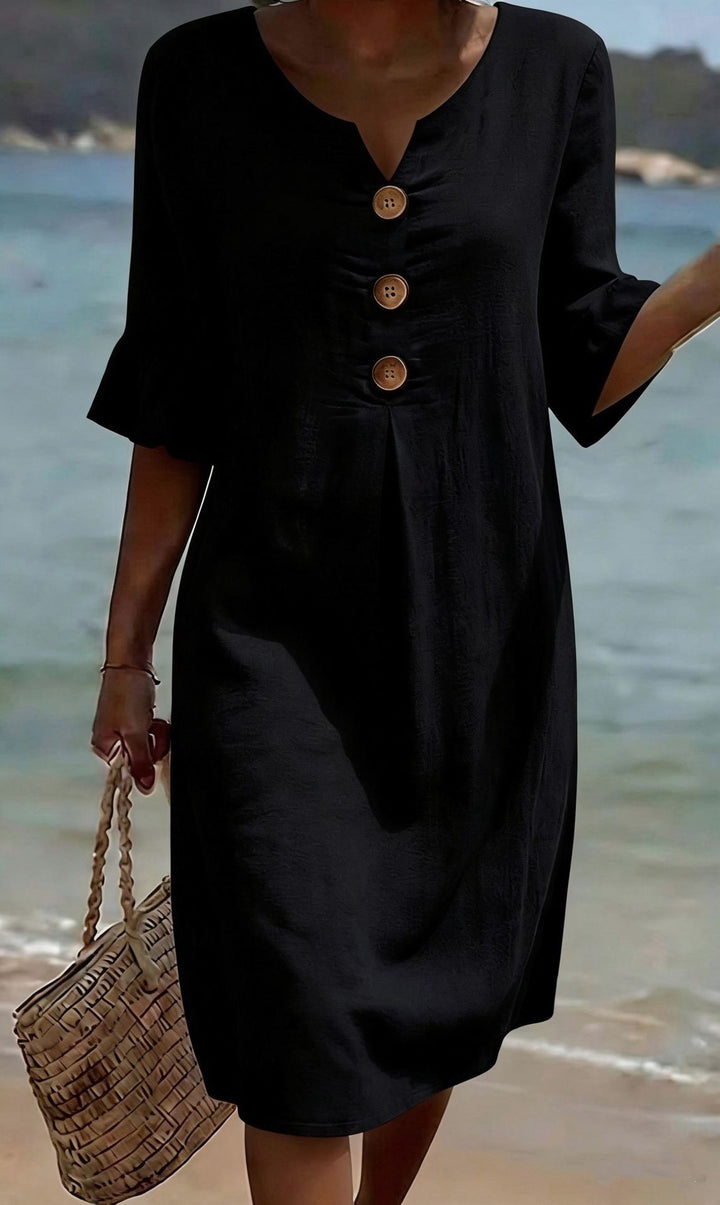 Damen Leichtes Sommerkleid mit Knopfdetails Drune