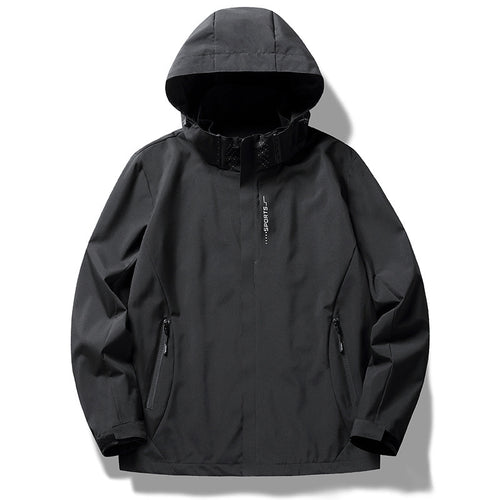 Herren wind- und wasserabweisende Softshell-Kapuzenjacke mit verdeckter Reißverschlussblende Drune
