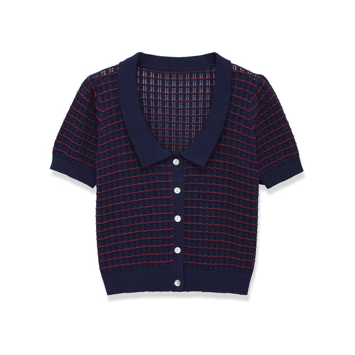 Damen Kurzarm Pullover mit strukturiertem Gewebe Drune