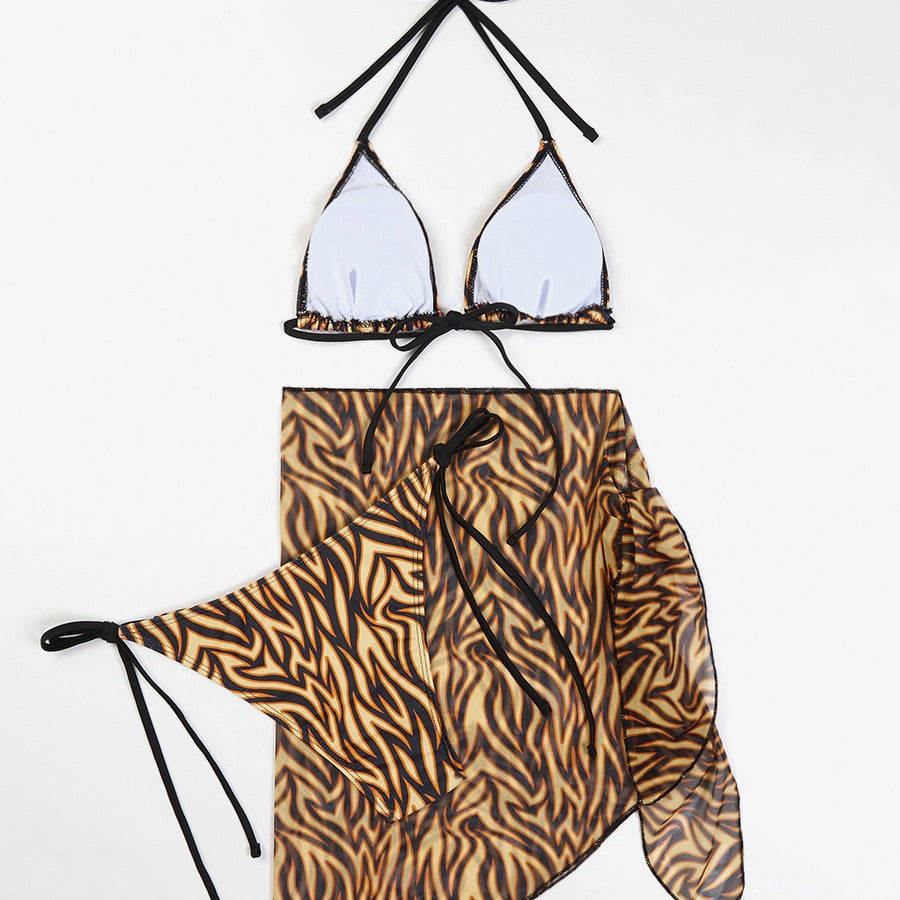 Damen Triangle Bikini Set mit durchsichtigem Cover-Up Drune