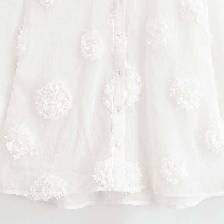 Damen Bluse mit dreiviertelärmeln und dreidimensionalen Blütenapplikationen Drune
