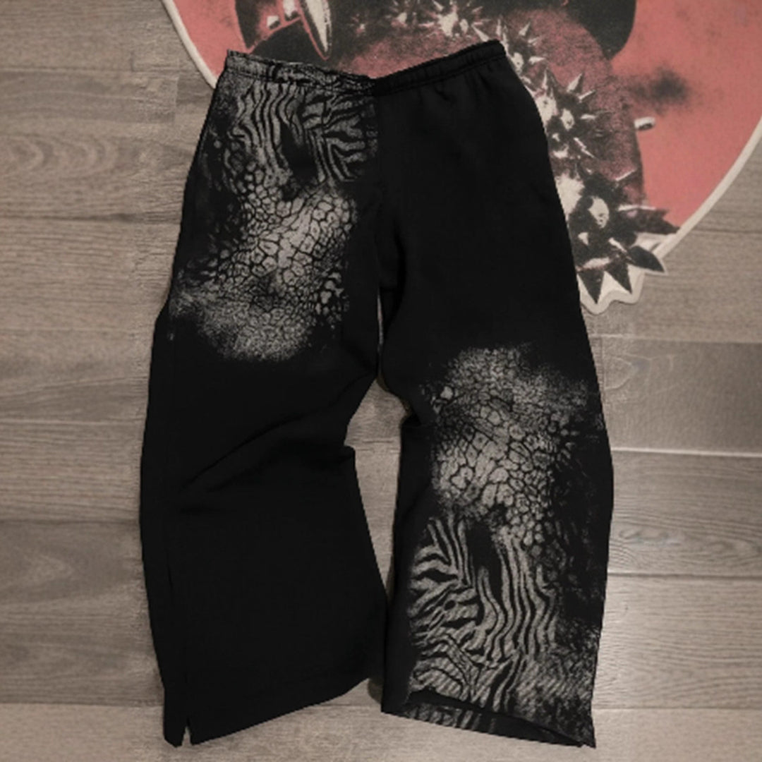 Damen nan lockere Sweathose mit asymmetrischem Animal-Print, elastischem Komfortbund und geradem Bein Drune