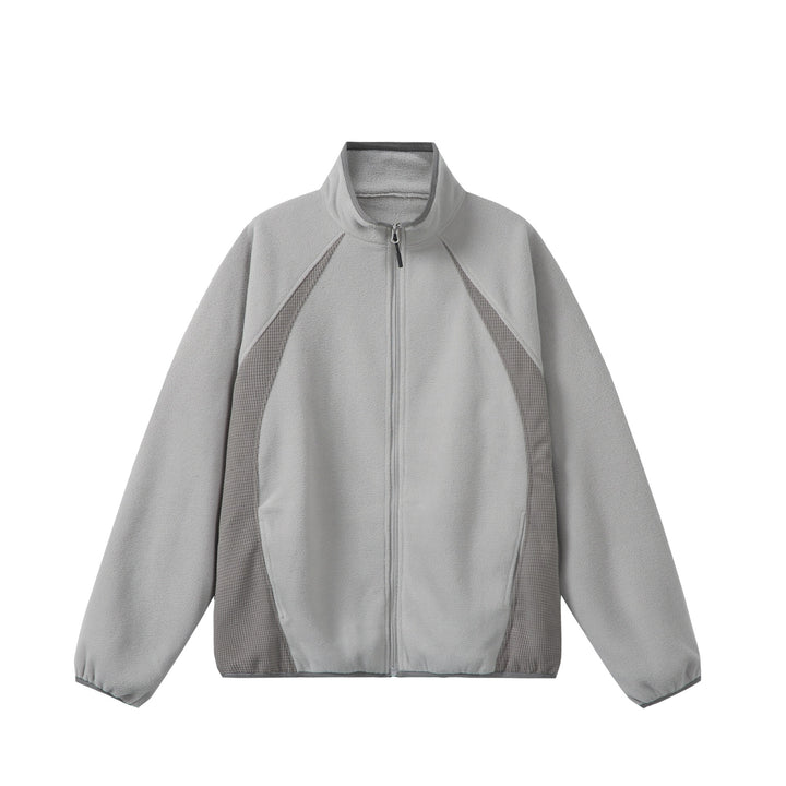 Unisex Fleece-Zippjacke mit Stehkragen und strukturierten Seiteneinsätzen Drune