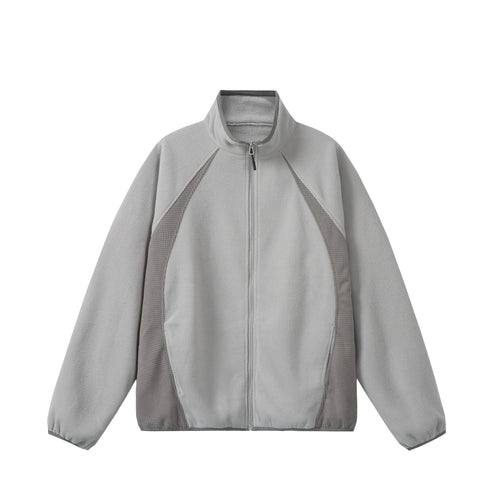 Unisex Fleece-Zippjacke mit Stehkragen und strukturierten Seiteneinsätzen Drune