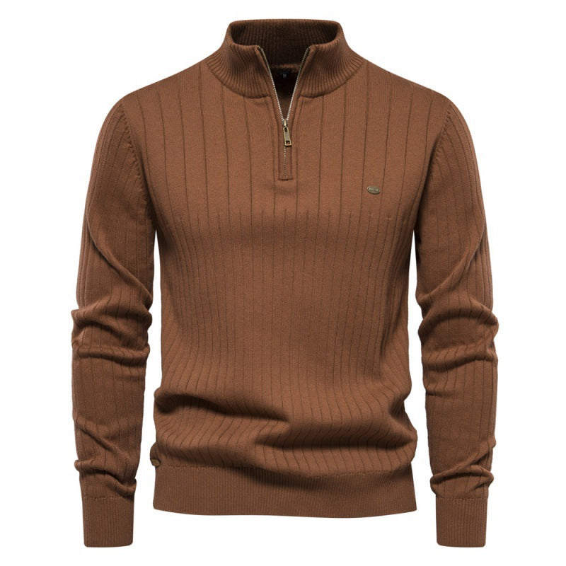 Herren Pullover mit halbem Reißverschluss und Rippstruktur Drune