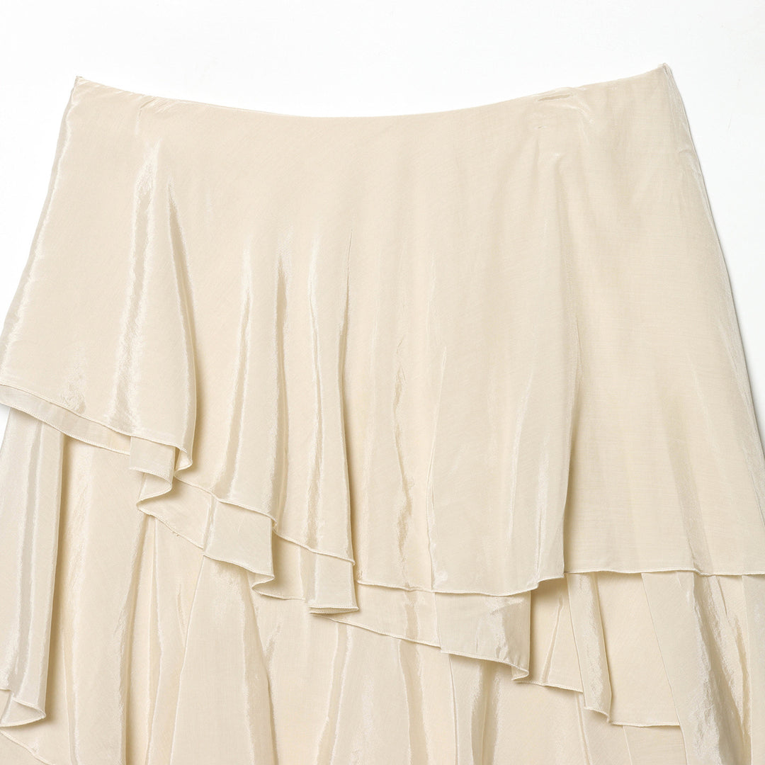 Damen nan mehrlagiger asymmetrischer Volantrock mit stufiger Drapierung Drune