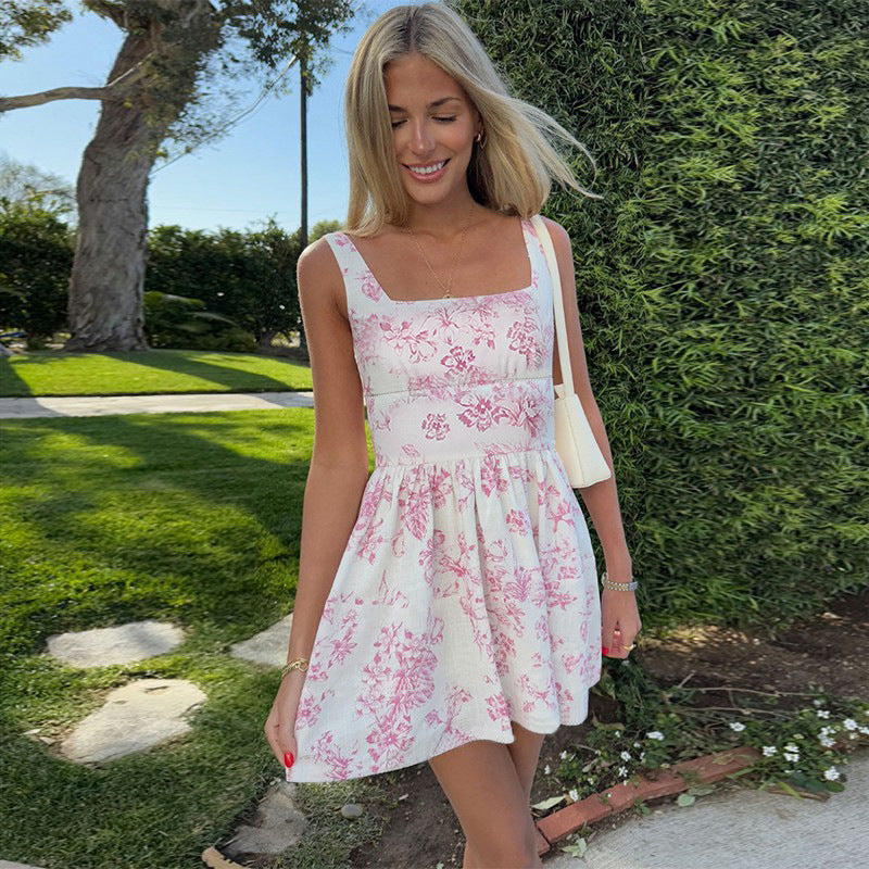 Damen Sommerliches Blumenkleid mit quadratischem Ausschnitt Drune