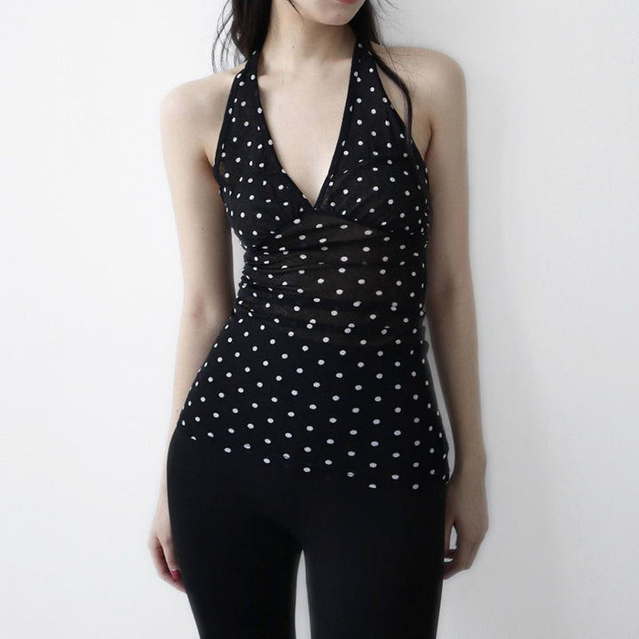 Damen Halterneck Top mit Polka Dots Drune