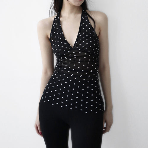 Damen Halterneck Top mit Polka Dots Drune