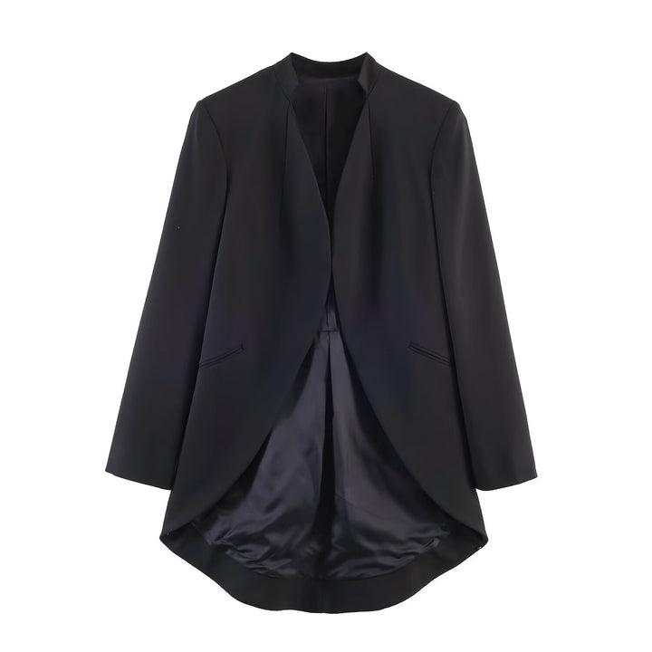 Damen Longline-Blazer mit Vokuhila-Saum und kragenlosem Schnitt Drune