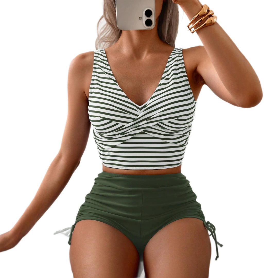Damen Sportliches Crop-Top und Hochtaillierte Shorts Drune