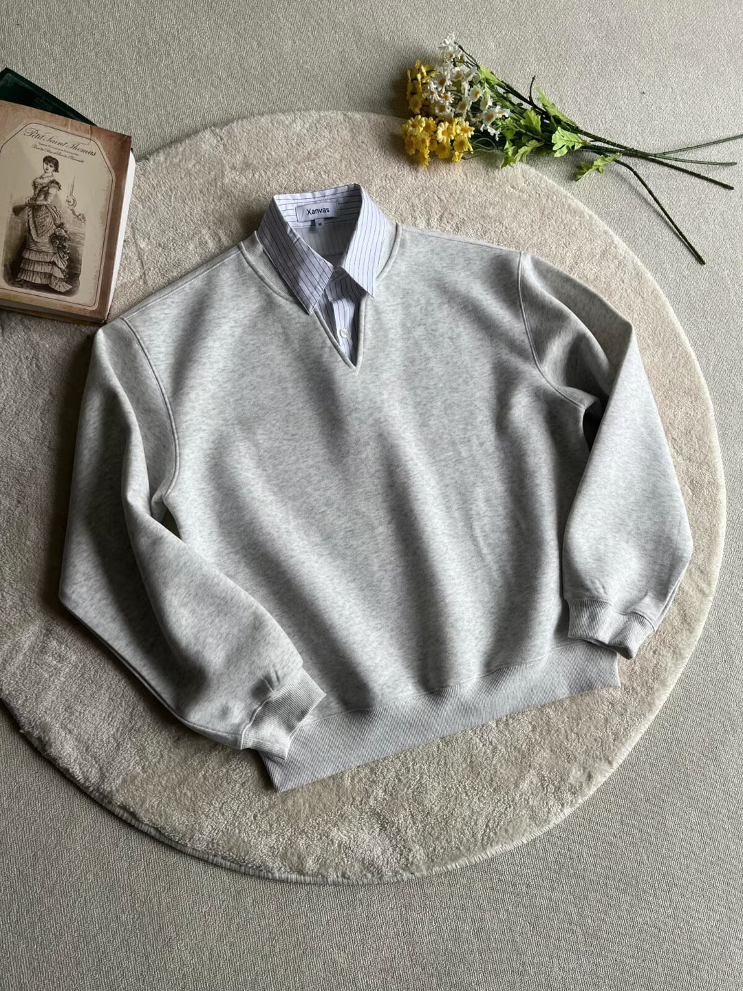 Herren modischer Oversized-Pullover mit V-Ausschnitt Drune