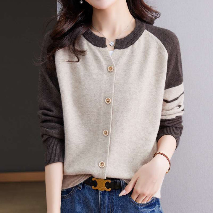 Damen Cardigan mit Farbkontrasten und Knopfdetails Drune