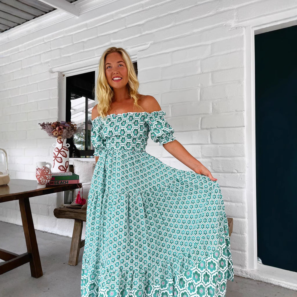 Damen Maxikleid mit charmanten Rüschendetails Drune