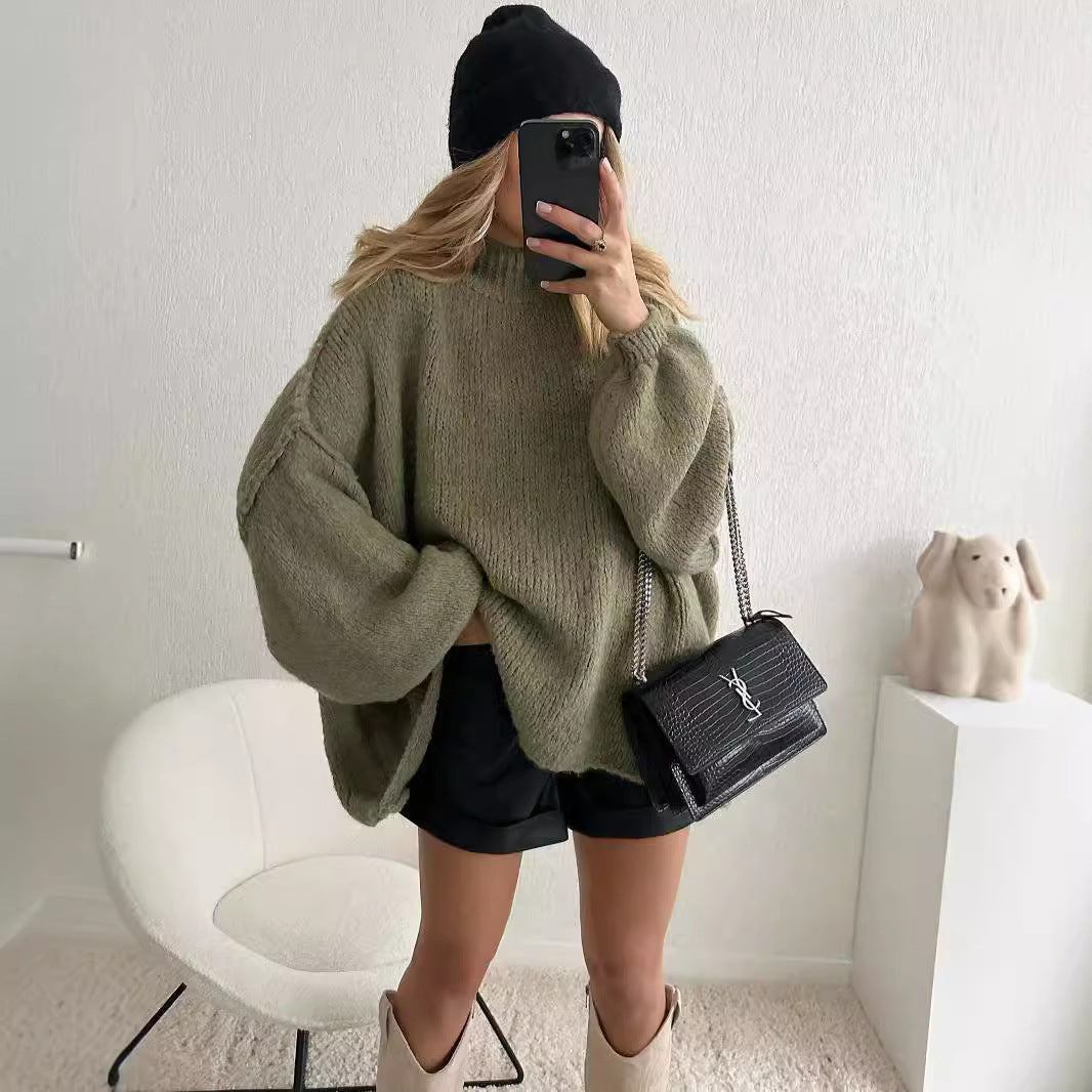 Damen oversized Strickpullover mit gemütlichem Schnitt und modernen Ärmeln Drune