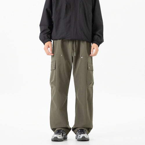 Damen Weite Cargo-Shorts mit elastischem Tunnelzugbund und Multifachtaschen Drune