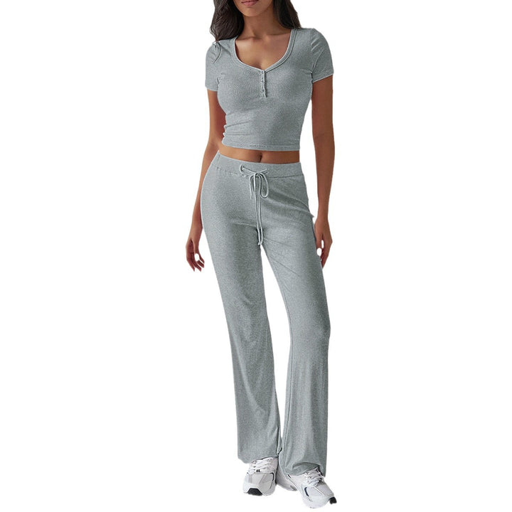 Damen Kombinations-Set mit cropped Oberteil und weiten Hosen Drune